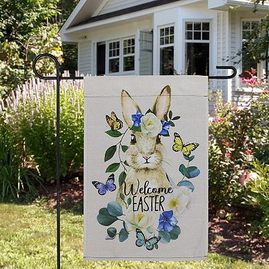 Northlight Bunny & Butterflies Welcome Easter Floral Garden Flag