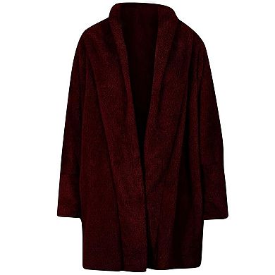 Women's Double-Sided Fleece Long Open Cardigan Loose Oversized Outerwear