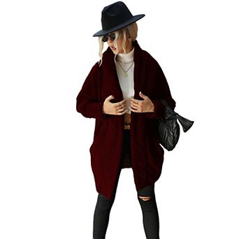 Women's Double-Sided Fleece Long Open Cardigan Loose Oversized Outerwear