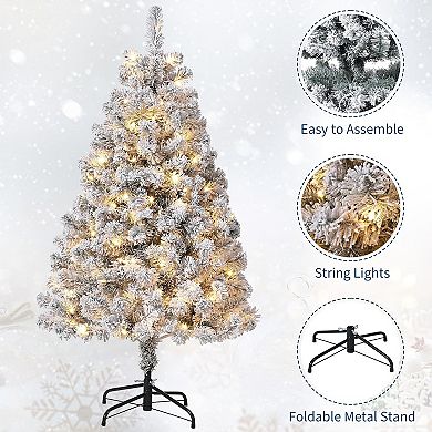 IDEALHOUSE Christmas Tree 6ft Pre-Lit Snowy White Artificial with 250 Warm White Lights