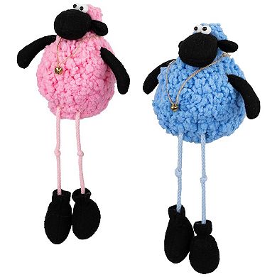 Northlight 13 Inch 2-pc. Plush Lamb Sitting Figures Set