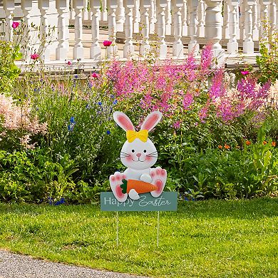 Northlight Bunny with Carrot Happy Easter Outdoor Garden Stake
