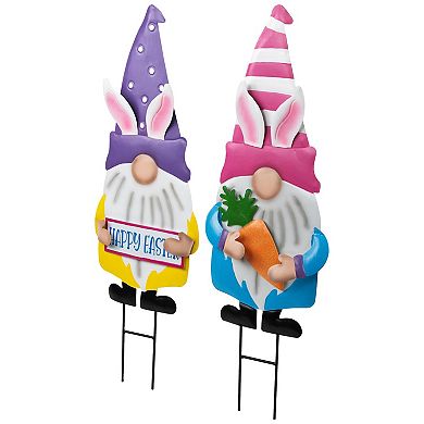 Northlight 2-pc. 27 Inch Happy Easter Gnomes Outdoor Garden Stakes Set