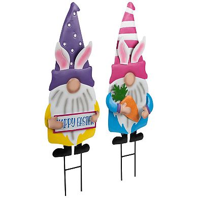 Northlight 2-pc. 27 Inch Happy Easter Gnomes Outdoor Garden Stakes Set