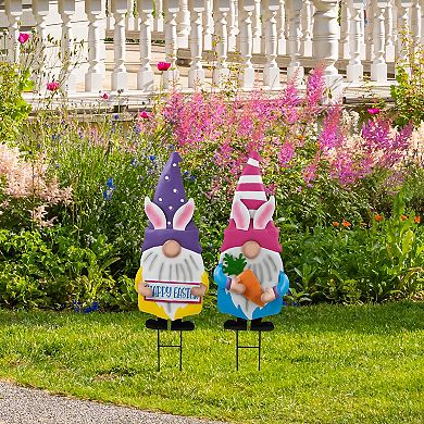 Northlight 2-pc. 27 Inch Happy Easter Gnomes Outdoor Garden Stakes Set