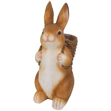 Northlight Standing Bunny Carrying a Basket Outdoor Garden Statue