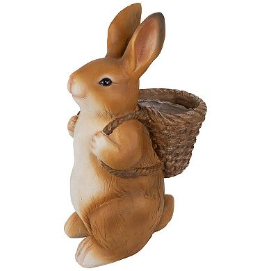 Northlight Standing Bunny Carrying a Basket Outdoor Garden Statue