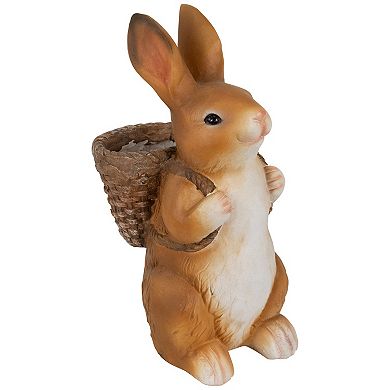 Northlight Standing Bunny Carrying a Basket Outdoor Garden Statue