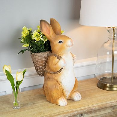 Northlight Standing Bunny Carrying a Basket Outdoor Garden Statue