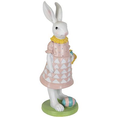 Northlight 12 Inch Girl Bunny with Easter Basket Outdoor Garden Statue