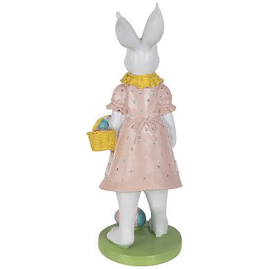 Northlight 12 Inch Girl Bunny with Easter Basket Outdoor Garden Statue