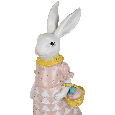 Northlight 12 Inch Girl Bunny with Easter Basket Outdoor Garden Statue