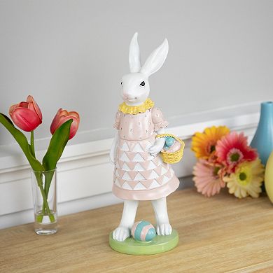 Northlight 12 Inch Girl Bunny with Easter Basket Outdoor Garden Statue