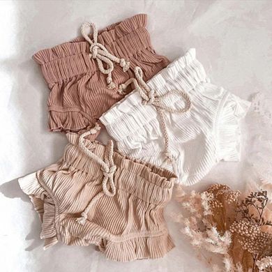 Baby Girl Sleeveless Round Collar Tops and Shorts (Two Pieces in total) Set