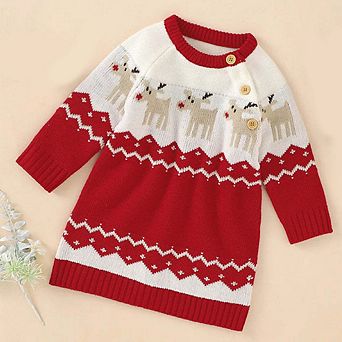 Baby Girl Embroidered Pattern Long Sleeve Autumn Style Christmas Dress