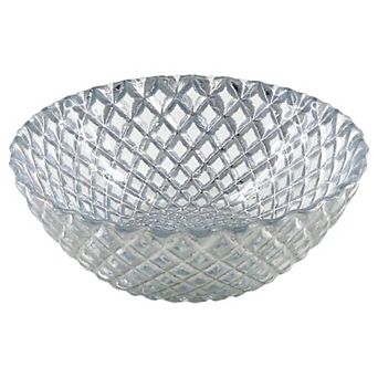 1 pc Silver Glass Snack Bowl with Diamond Texture and Distressed Metallic Finish