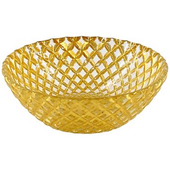 1 pc Round Gold Glass Bowl with Diamond Pattern for Nuts, Candy and Condiments