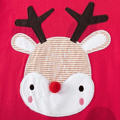 Spring and Autumn Girls Christmas Cartoon Pattern Sweatshirt and Striped Pants Clothing Set