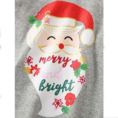 Girls Christmas Cartoon Collection Printing Design Top And Plaid Pants Set