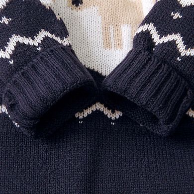 Baby Christmas Giraffe Pattern Shoulder Button Design Sweater Rompers