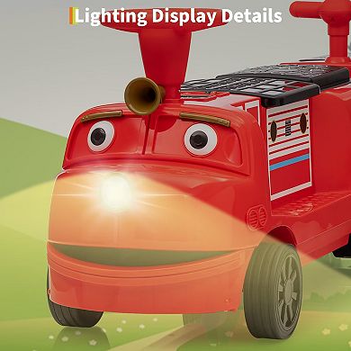 12V 2Seater Kids Ride On Train 2 Speed Modes One Button Start Headlights Horn Rubber Wheels