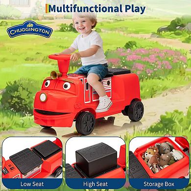 12V 2Seater Kids Ride On Train 2 Speed Modes One Button Start Headlights Horn Rubber Wheels