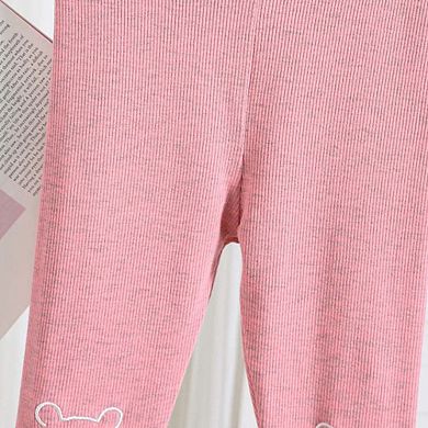 Autumn Arrival Elastic Baby Kids Girls Teddy Bear Pattern Cute Pants