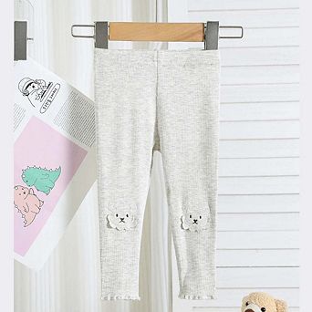 Autumn Arrival Elastic Baby Kids Girls Teddy Bear Pattern Cute Pants