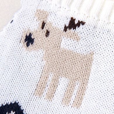 Baby Christmas Elk Pattern Strappy Design Sweater Rompers