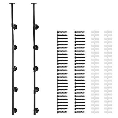 5-Tier Wall Mounted Pipe Shelving Frame for Custom Wood Boards - Black (Planks not Included)