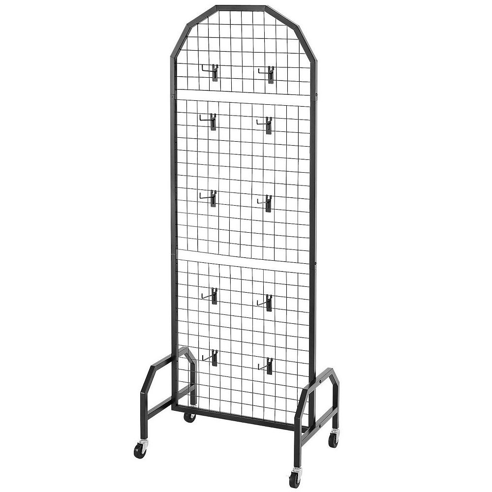 2 Piece Mobile Wire Grid Wall Display with 6 Panels and Locking Casters ...