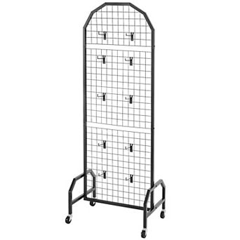 2 pc Mobile Wire Grid Wall Display with 6 Panels and Locking Casters for Home or Retail Use
