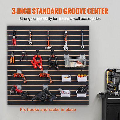 4ft x 2ft MDF Slat Wall Panels for Garage and Workshop Tool Storage, Set of 2 Panels, Black