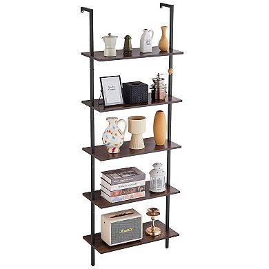 5-Tier Wall Mounted Pipe Shelf Unit for Kitchen, Laundry Room, or Home Office Storage