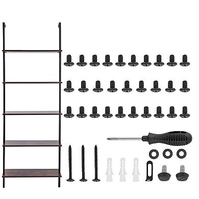 5-Tier Wall Mounted Pipe Shelf Unit for Kitchen, Laundry Room, or Home Office Storage