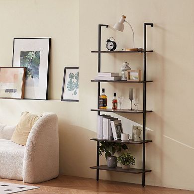 5-Tier Wall Mounted Pipe Shelf Unit for Kitchen, Laundry Room, or Home Office Storage