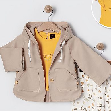 Little Girls' Summer & Fall Cotton 3-Piece Outfit Set - Jacket, Sleeveless Top, and Button Pants