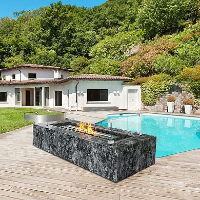 31" Rectangular Tempered Glass Fire Pit Wind Guard for Outdoor Gas Pits