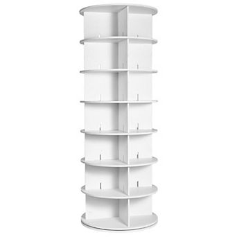 360° Rotating Shoe Tower Organizer 7 tier Space-Saving Shoe Storage - White