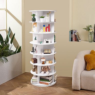 360° Rotating Shoe Tower Organizer 7-Tier Space-Saving Shoe Storage - White