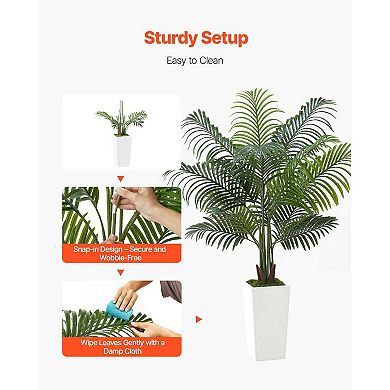 5 ft. Artificial Areca Palm Tree with Shaped Trunks and Adjustable Branches White and Green