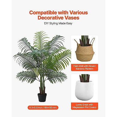 5 ft. Artificial Areca Palm Tree with Shaped Trunks and Adjustable Branches White and Green