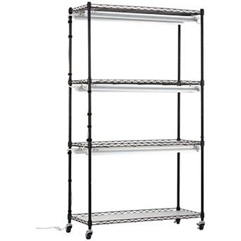 4 tier Indoor Garden Shelf with Adjustable Grow Lights and Rolling Base