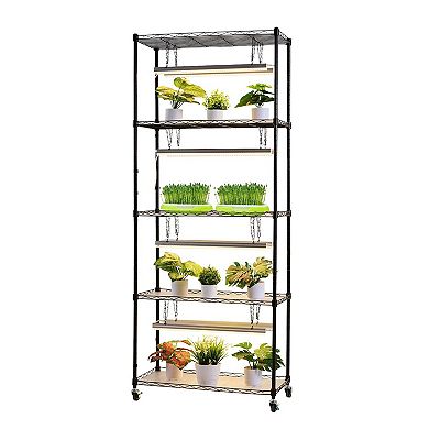 5-Tier Indoor Garden Shelf with Independent Light Controls and Casters