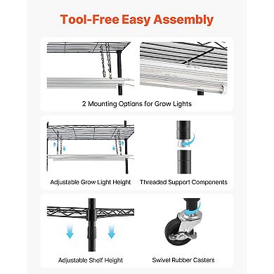 5-Tier Indoor Garden Shelf with Independent Light Controls and Casters