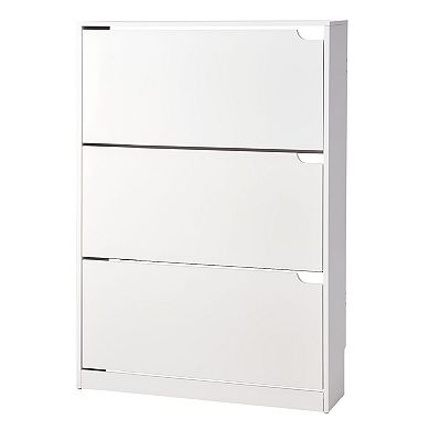 3-Drawer Shoe Cabinet with Double-Layer Storage for Small Entryways - White
