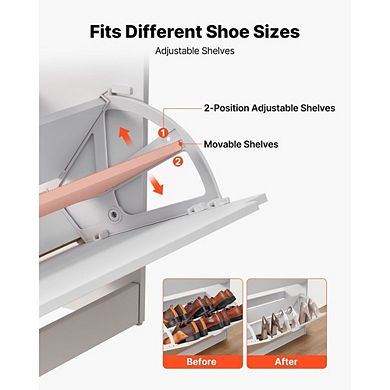 3-Drawer Shoe Cabinet with Double-Layer Storage for Small Entryways - White