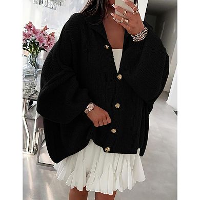 Womens Oversized Sweater Cardigans Button Down Knit Loose Coats