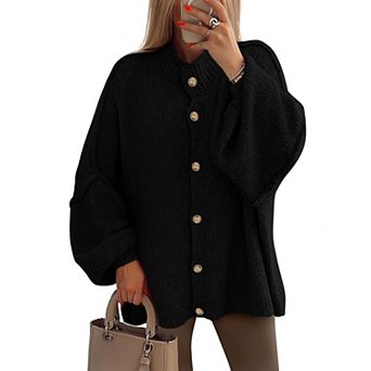 Womens Oversized Sweater Cardigans Button Down Knit Loose Coats