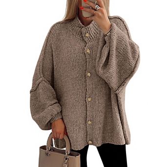 Womens Oversized Sweater Cardigans Button Down Knit Loose Coats